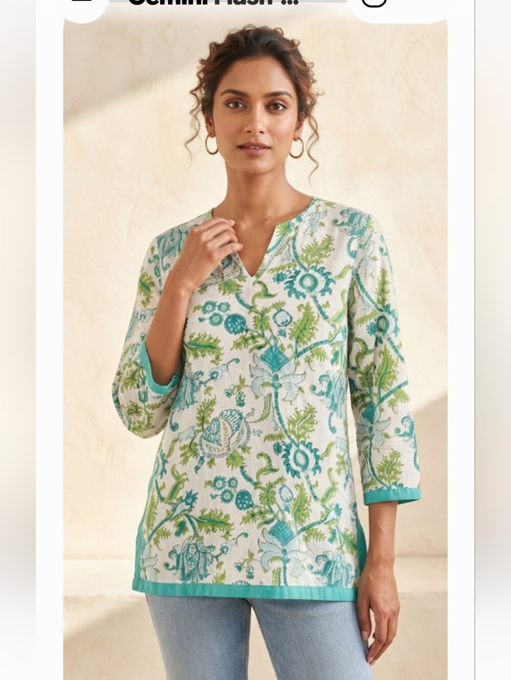 ROBERTA ROLLER RABBIT Women's Amanda Kurta Green Size Large